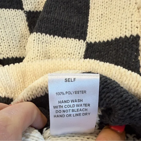 NWOT Mello Brand Hooded Checkered Sweater Sz L - Picture 15 of 16